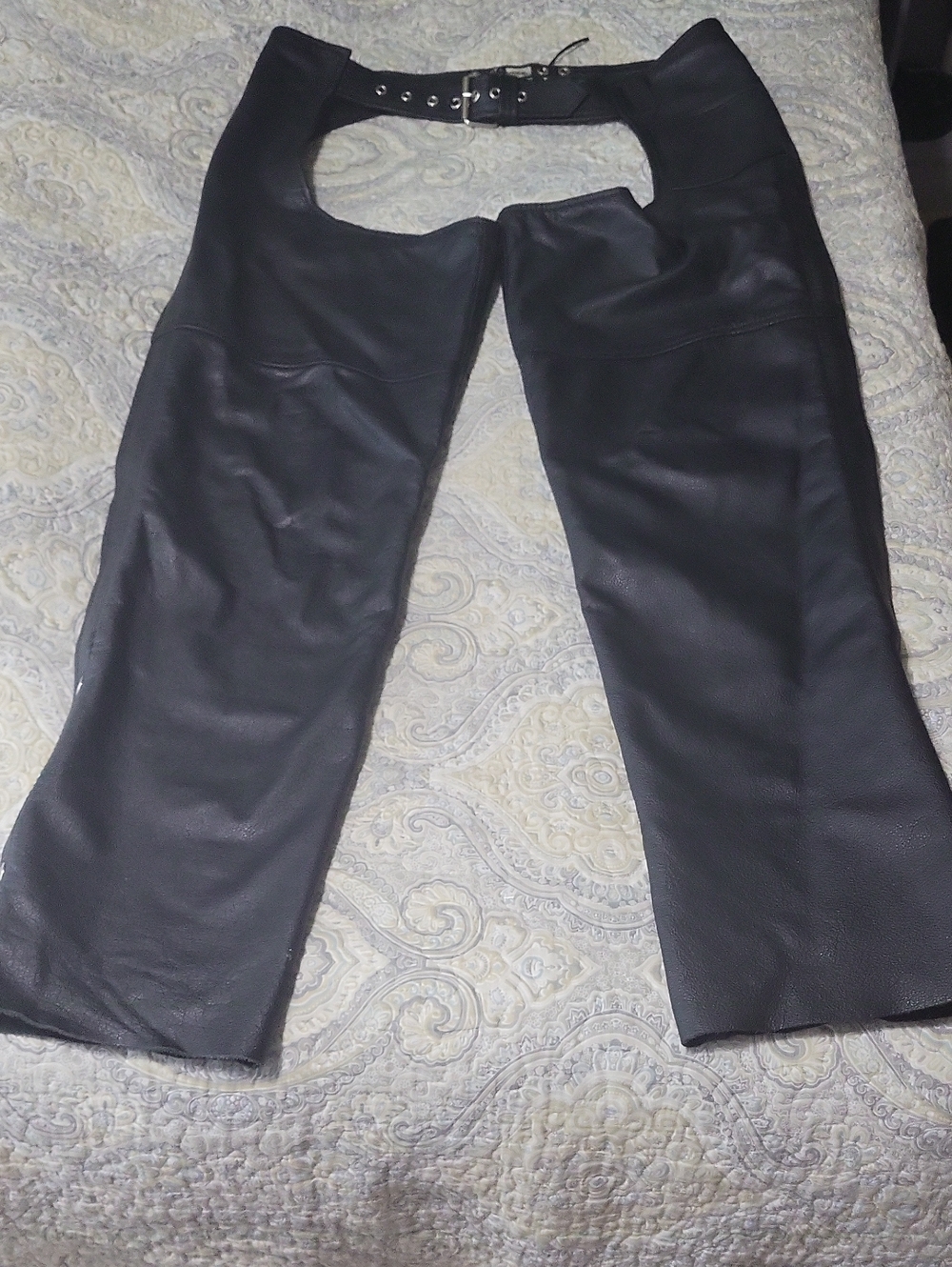 Men's Or Womens Black Leather Chaps with Belt
